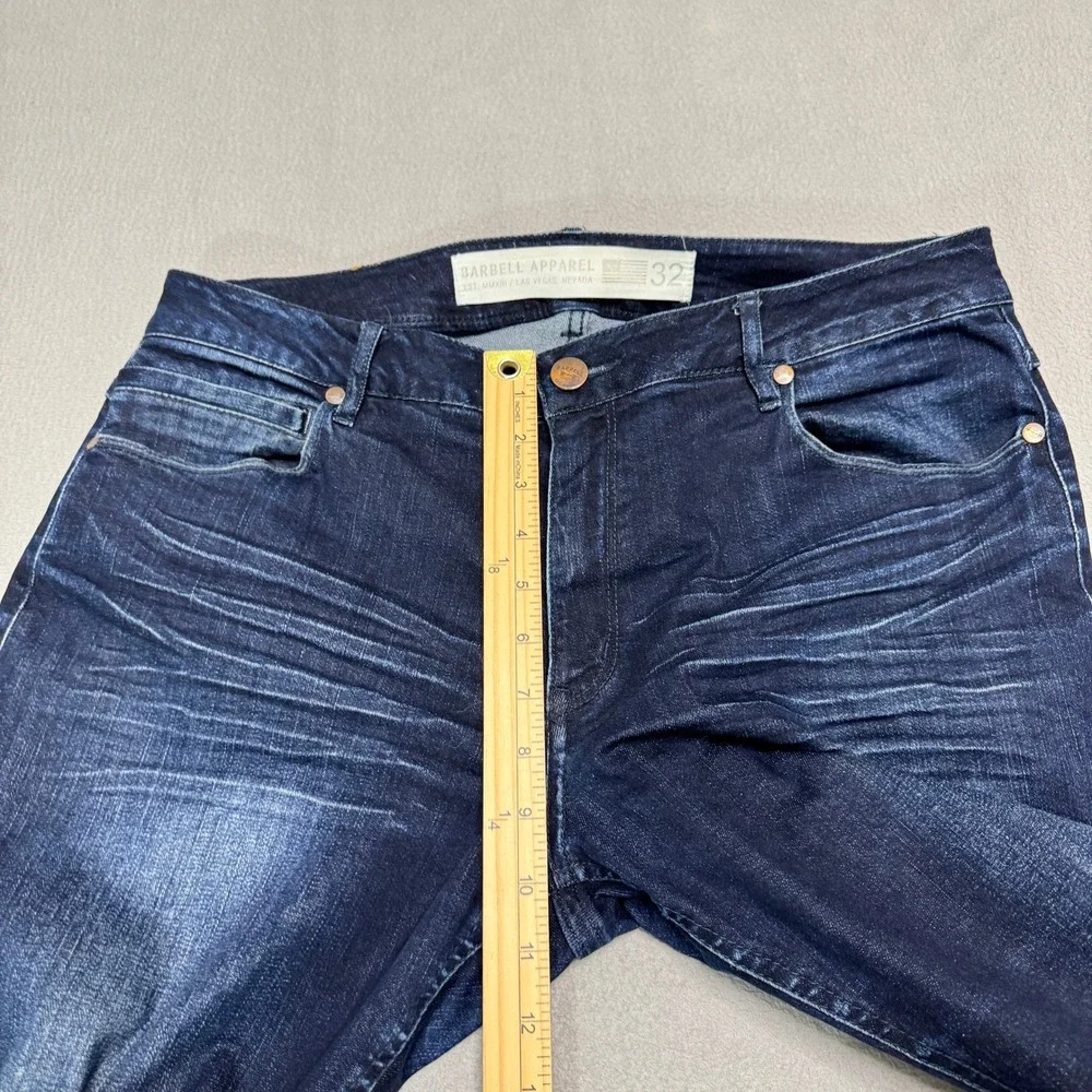 Barbell Apparel Jeans Mens 32 Dark Wash Blue Slim Athletic Fit Stretch Denim - Picture 5 of 11